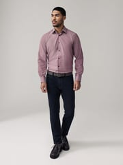 Dahlia Pink Regular Fit Trimmed Easy Care Single Cuff Oxford Shirt - Image 4 of 12