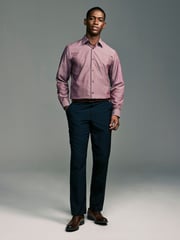 Dahlia Pink Regular Fit Trimmed Easy Care Single Cuff Oxford Shirt - Image 5 of 12