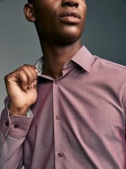Dahlia Pink Regular Fit Trimmed Easy Care Single Cuff Oxford Shirt - Image 7 of 12