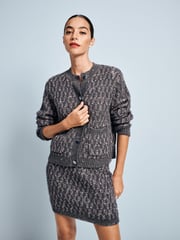 Grey Charcoal Co-ord Sparkle Patterned Knitted Mini Skirt - Image 1 of 5