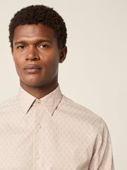 Neutral Tile Print Regular Fit Easy Care Oxford Shirt - Image 1 of 7