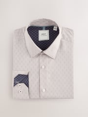 Neutral Tile Print Regular Fit Easy Care Oxford Shirt - Image 5 of 7