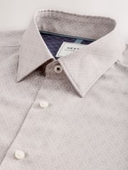 Neutral Tile Print Regular Fit Easy Care Oxford Shirt - Image 6 of 7
