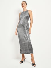 Silver Sequin Racer Midi Dress - Image 1 of 8