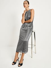 Silver Sequin Racer Midi Dress - Image 2 of 8