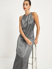 Silver Sequin Racer Midi Dress - Image 3 of 8