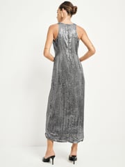 Silver Sequin Racer Midi Dress - Image 4 of 8