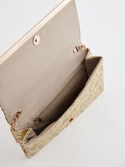 Gold Sequin Clutch Bag With Detachable Cross-Body Chain - Image 7 of 9