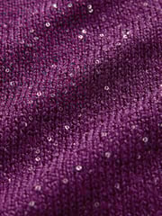 Red Burgundy Berry Sequin Embellished Sparkle Bow Back Knitted Jumper - Image 7 of 7