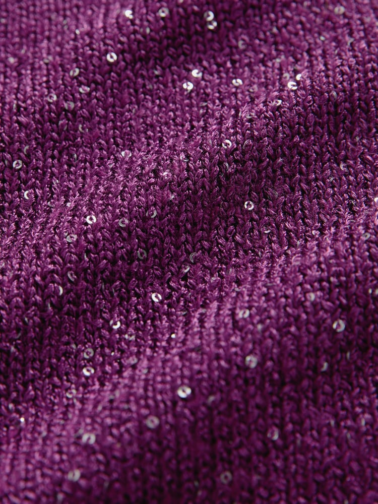 Red Burgundy Berry Sequin Embellished Sparkle Bow Back Knitted Jumper - Image 7 of 7