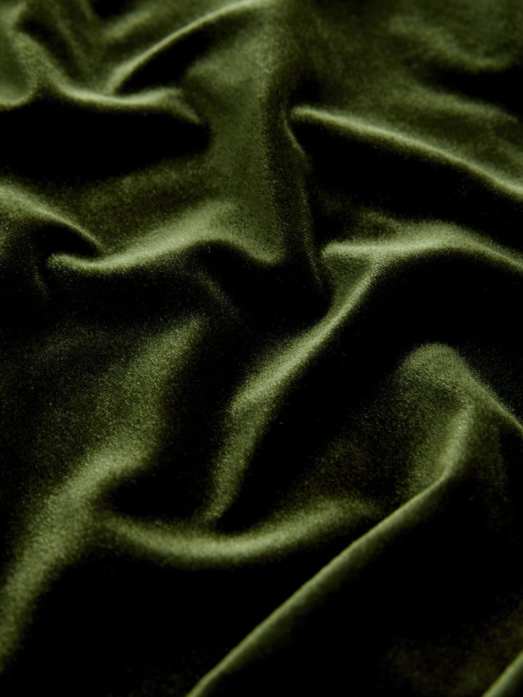 Olive Green Rochelle Velvet Lace Trim Cami Midi Dress - Image 8 of 8