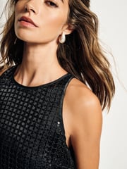 Black Sequin Racer Midi Dress - Image 5 of 8