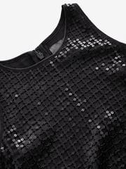 Black Sequin Racer Midi Dress - Image 7 of 8