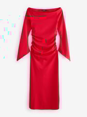 Red Bardot Long Sleeve Ruched Maxi Dress - Image 5 of 7