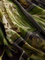 Kew Gardens Green Floral Pleated Mesh Print V-Neck Occasion Midi Dress - Image 7 of 7