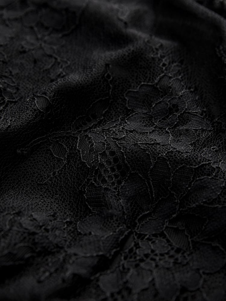 Black Long Sleeve Lace Ruffle Detail Mini Dress - Image 7 of 7