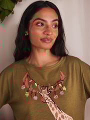 Green Giraffe 100% Cotton Short Sleeve Pyjamas - Image 5 of 7