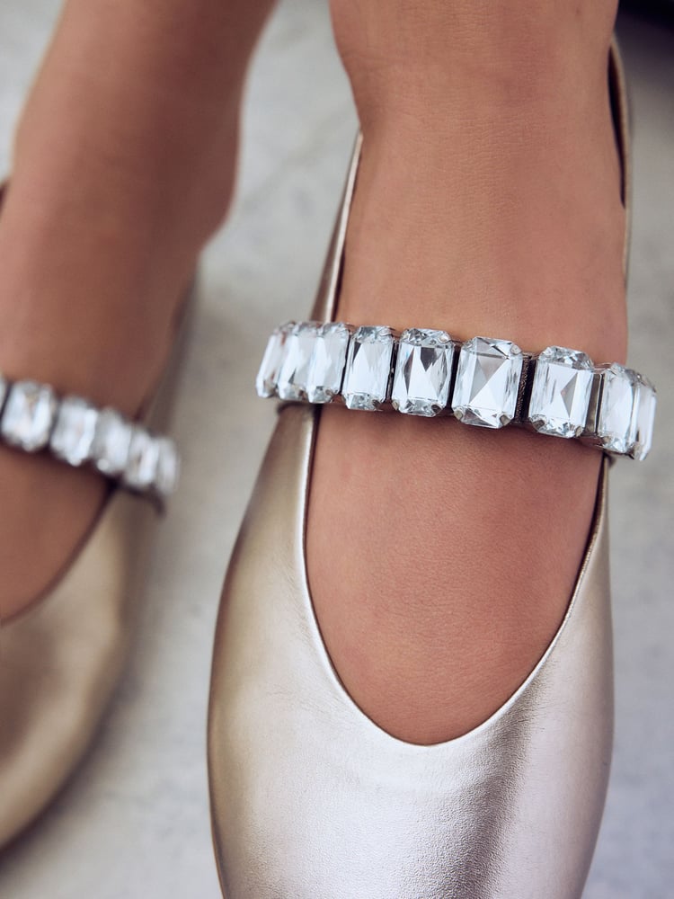 Gold Signature Leather Jewel Strap Mary Jane Shoes - Image 5 of 5