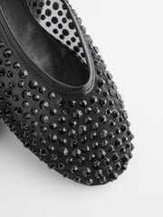 Black Forever Comfort® Round Toe Mesh Jewel Ballerinas Shoes - Image 3 of 3