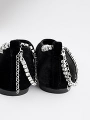 Black Forever Comfort® Jewel Ankle Strap Square Toe Ballet Shoes - Image 11 of 13