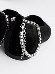 Black Forever Comfort® Jewel Ankle Strap Square Toe Ballet Shoes - Image 13 of 13