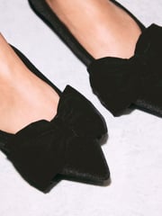 Black Velvet Forever Comfort® Point Toe Bow Ballerinas - Image 4 of 10