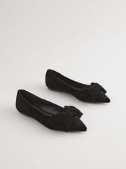 Black Velvet Forever Comfort® Point Toe Bow Ballerinas - Image 5 of 10