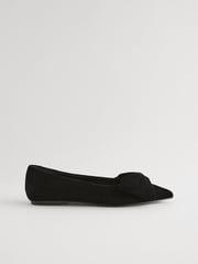 Black Velvet Forever Comfort® Point Toe Bow Ballerinas - Image 6 of 10