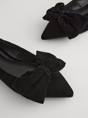 Black Velvet Forever Comfort® Point Toe Bow Ballerinas - Image 7 of 10