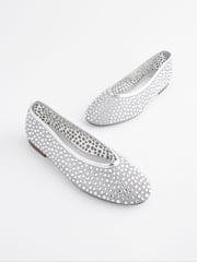 Silver Forever Comfort® Round Toe Mesh Jewel Ballerinas Shoes - Image 6 of 9