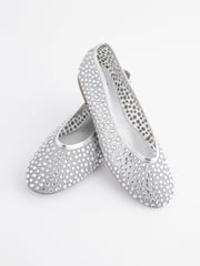 Silver Forever Comfort® Round Toe Mesh Jewel Ballerinas Shoes - Image 7 of 9