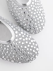 Silver Forever Comfort® Round Toe Mesh Jewel Ballerinas Shoes - Image 8 of 9