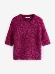 Pink Sparkle Tinsel Short Sleeve Knitted T-Shirt Jumper - Image 6 of 8