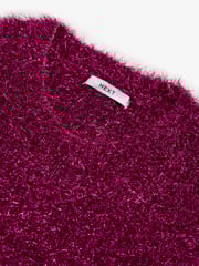Pink Sparkle Tinsel Short Sleeve Knitted T-Shirt Jumper - Image 7 of 8