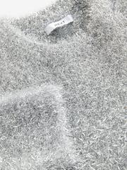 Silver Sparkle Tinsel Short Sleeve Knitted T-Shirt Jumper - Image 7 of 9
