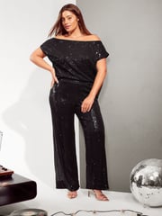 Friends Like These Black Curve Sequin Bardot Top - Image 2 of 4