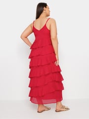 Yours Curve Red Frill Maxi Dress - Image 5 of 7