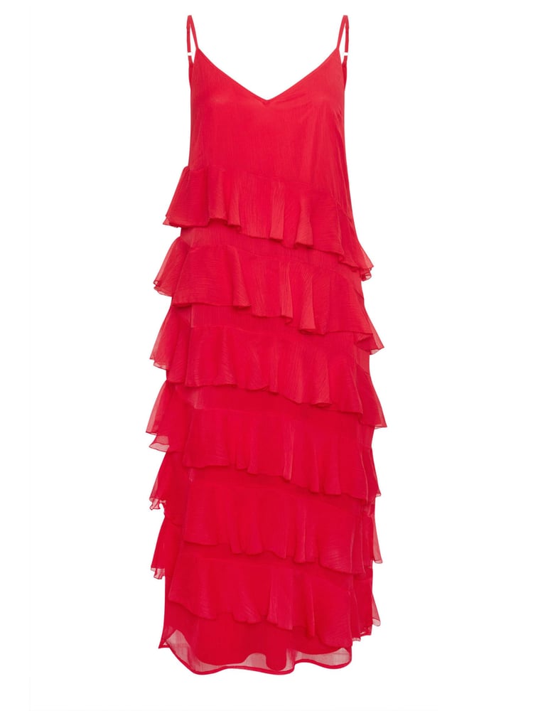 Yours Curve Red Frill Maxi Dress - Image 7 of 7