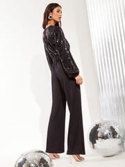 Friends Like These Black Sequin 2in1 Scuba Belted Jumpsuit - Image 4 of 4