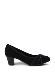 Pavers Black Wide Fit Block Heeled Court Shoes - Image 1 of 5