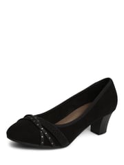 Pavers Black Wide Fit Block Heeled Court Shoes - Image 3 of 5