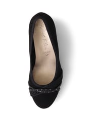 Pavers Black Wide Fit Block Heeled Court Shoes - Image 4 of 5