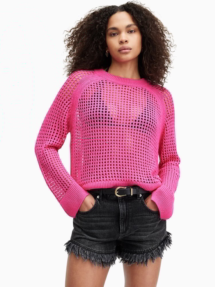 AllSaints Pink Paloma Crew Neck Jumpers - Image 2 of 6