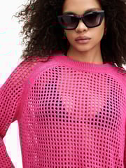 AllSaints Pink Paloma Crew Neck Jumpers - Image 4 of 6