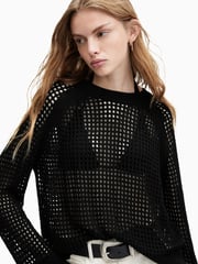 AllSaints Black Paloma Crew Neck Jumpers - Image 2 of 7