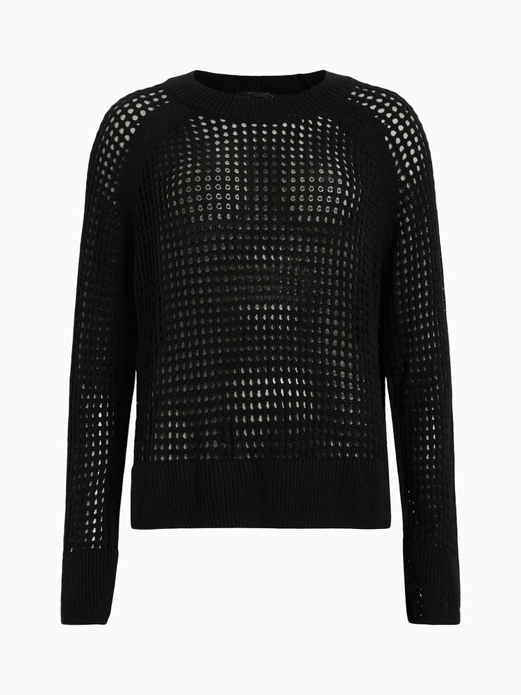 AllSaints Black Paloma Crew Neck Jumpers - Image 7 of 7
