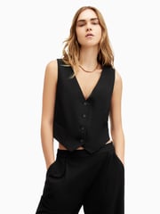 AllSaints Black Aleida Waistcoat - Image 1 of 8