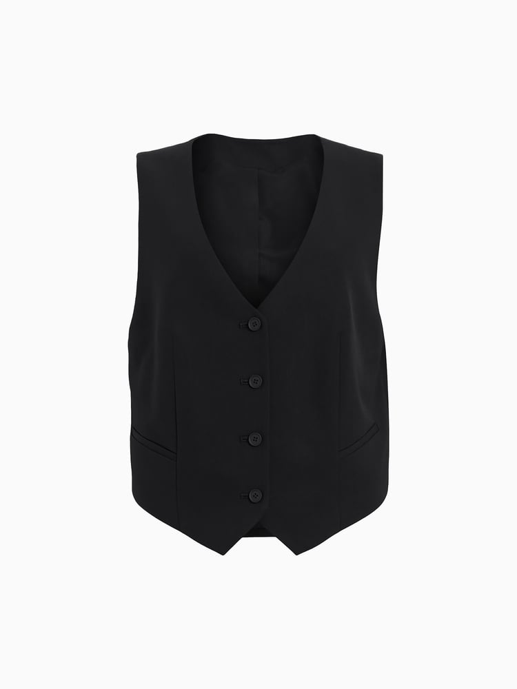AllSaints Black Aleida Waistcoat - Image 8 of 8