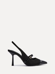 Linzi Black Maze Slingback Court Heels With Buckle Front Strap - Image 2 of 5