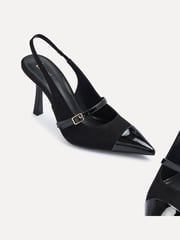Linzi Black Maze Slingback Court Heels With Buckle Front Strap - Image 5 of 5
